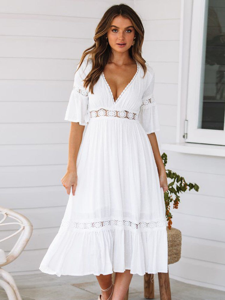 New Boho white Dress
