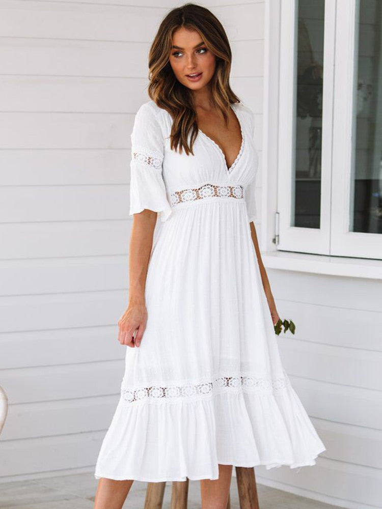 New Boho white Dress